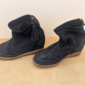 Isabel Marant Black Perforated Wedge Boots
